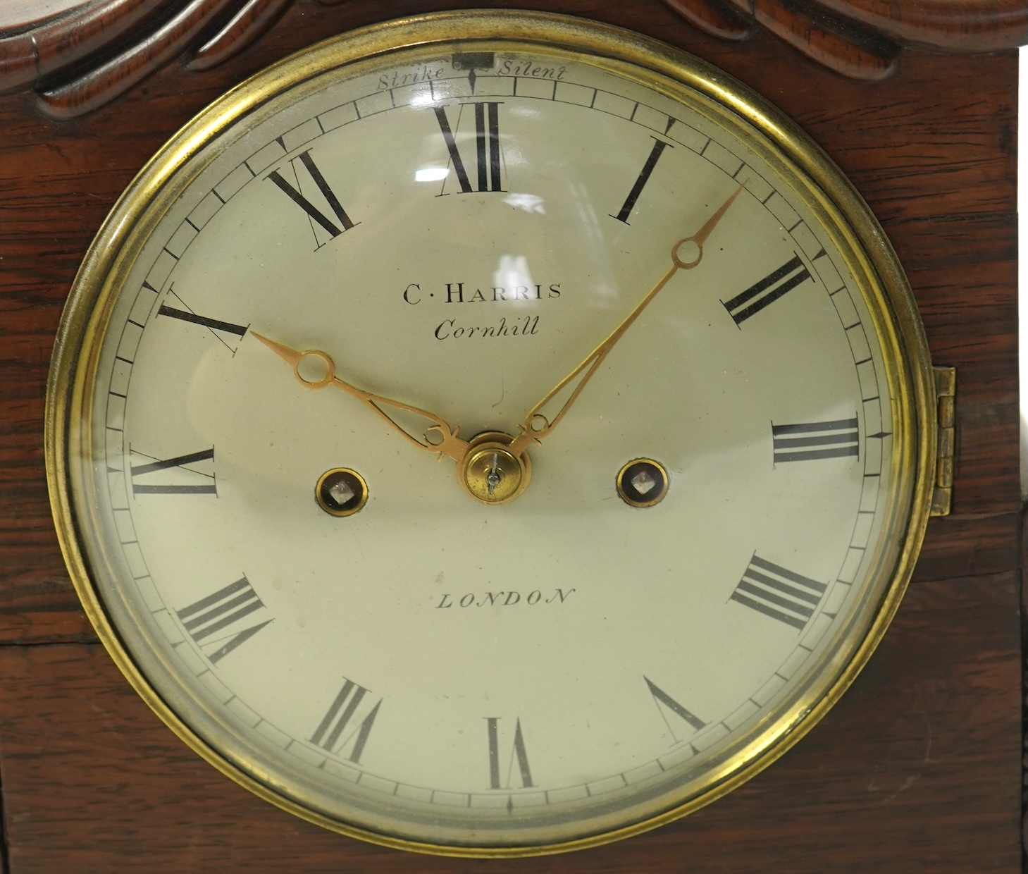 A Regency rosewood double fusee bracket clock, by C. Harris, Cornhill, London